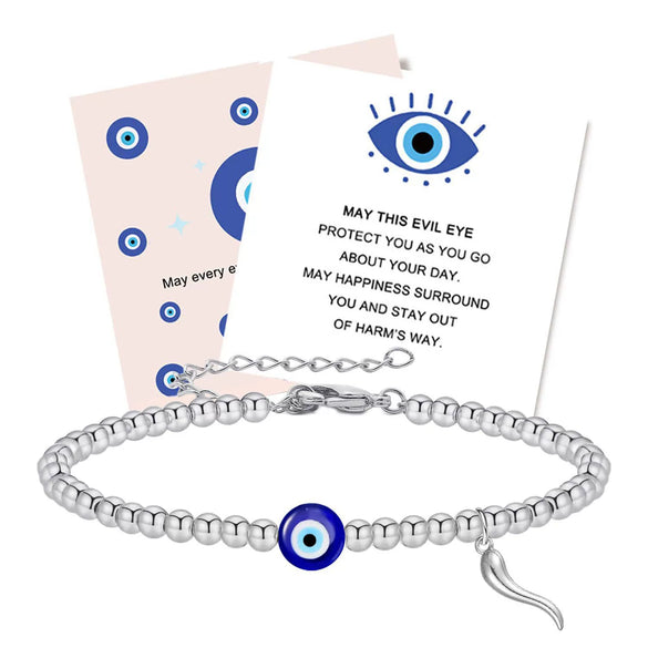 Natural Stone Evil Eye Geometric Bracelet Handmade Fashion Unisex Jewelry With Inlay Detail