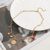 Natural Stone Freshwater Pearl Copper 18K Gold Plated Inlay Round Zircon Pendant Necklace