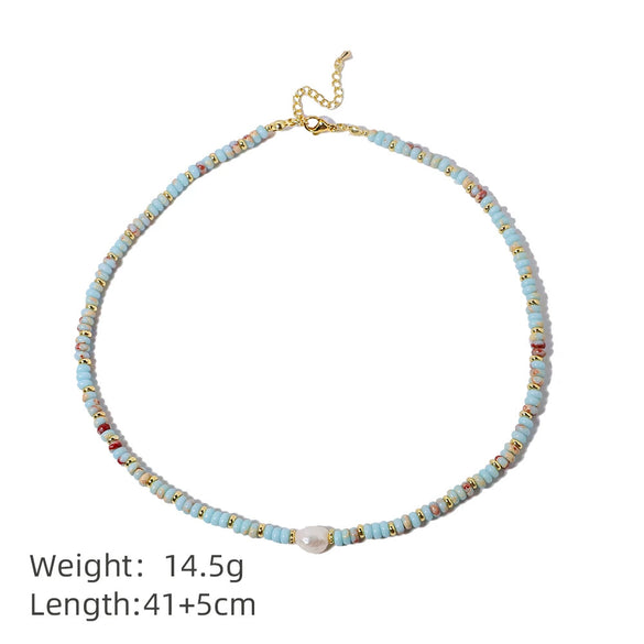 Natural Stone Freshwater Pearl Gold Plated Handmade Elegant Clavicle Necklace For Women