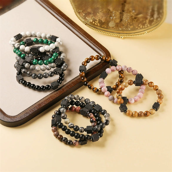 Natural Stone Geometric Beaded Handmade Unisex Bracelet Jewelry Wholesale