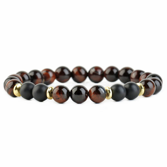 Natural Stone Geometric Bracelet With Tiger Eye And Turquoise Style Unisex Jewelry Accessory