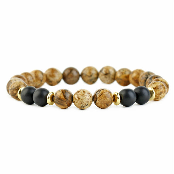 Natural Stone Geometric Bracelet With Tiger Eye And Turquoise Style Unisex Jewelry Accessory