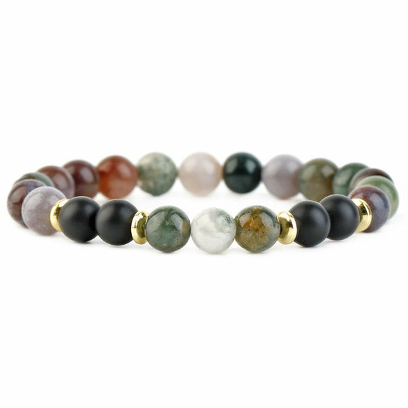 Natural Stone Geometric Bracelet With Tiger Eye And Turquoise Style Unisex Jewelry Accessory