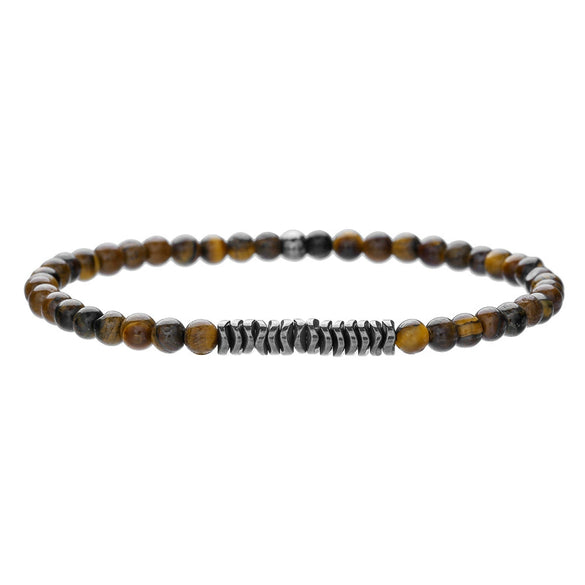 Natural Stone Geometric Pattern Handmade Unisex Beaded Elastic Bracelet