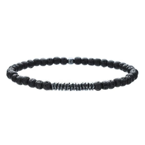 Natural Stone Geometric Pattern Handmade Unisex Beaded Elastic Bracelet
