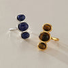 Natural Stone Geometric Ring With Tiger Eye And Lapis Lazuli Pvd Vacuum Gold Plated Stainless Steel Jewelry For Women