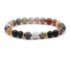 Natural Stone Geometry Beaded Bracelet Unisex Original Design With Tiger Eye And Turquoise Style Accents