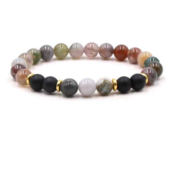 Natural Stone Geometry Beaded Bracelet Unisex Original Design With Tiger Eye And Turquoise Style Accents