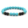 Natural Stone Geometry Beaded Bracelet Unisex Original Design With Tiger Eye And Turquoise Style Accents