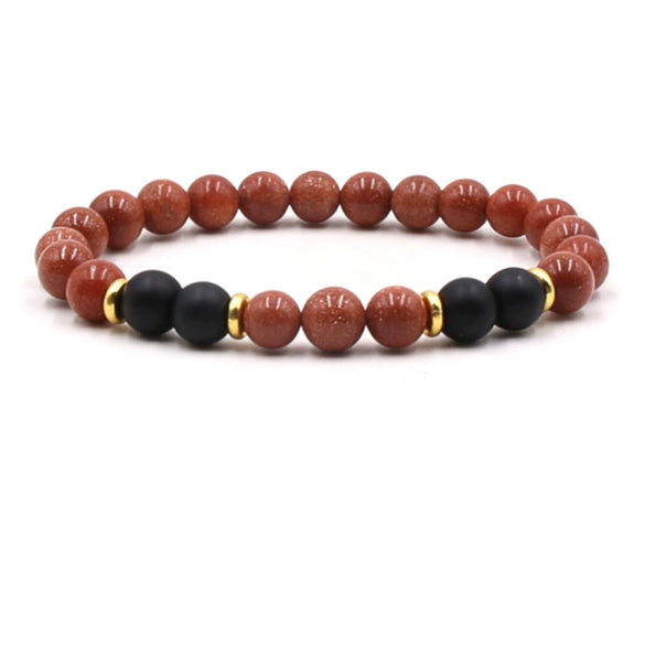 Natural Stone Geometry Beaded Bracelet Unisex Original Design With Tiger Eye And Turquoise Style Accents