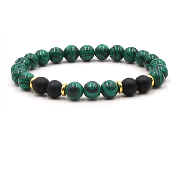 Natural Stone Geometry Beaded Bracelet Unisex Original Design With Tiger Eye And Turquoise Style Accents