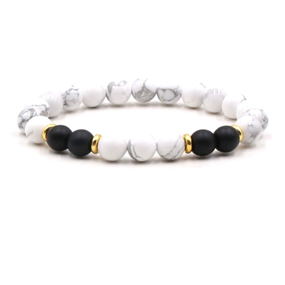 Natural Stone Geometry Beaded Bracelet Unisex Original Design With Tiger Eye And Turquoise Style Accents