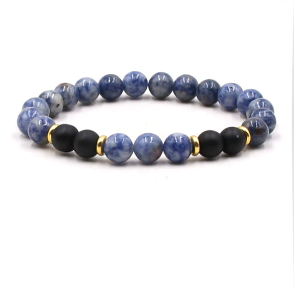 Natural Stone Geometry Beaded Bracelet Unisex Original Design With Tiger Eye And Turquoise Style Accents