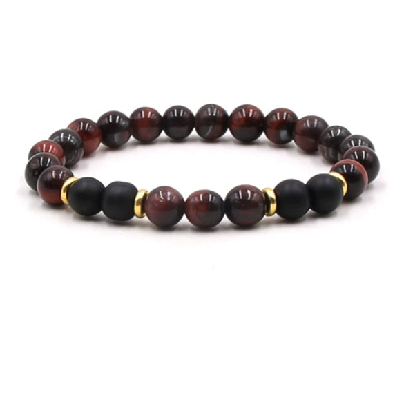 Natural Stone Geometry Beaded Bracelet Unisex Original Design With Tiger Eye And Turquoise Style Accents