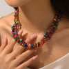 Natural Stone Gravel Geometric Irregular Crystal Clavicle O Word Chain Stainless Steel Electroplating Women's Necklace
