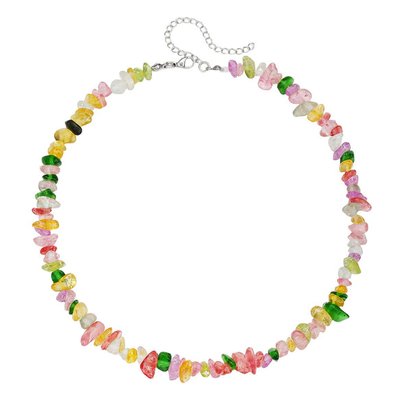 Natural Stone Gravel Geometric Irregular Crystal Clavicle O Word Chain Stainless Steel Electroplating Women's Necklace