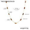 Natural Stone Handmade Beaded Necklace And Bracelet Set Stainless Steel Electroplated Light Luxury Style Women's Jewelry