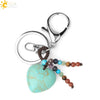 Natural Stone Heart Keychain With Hand Woven Short Tassel Minimalist Electroplated Key Pendant Accessory
