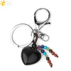 Natural Stone Heart Keychain With Hand Woven Short Tassel Minimalist Electroplated Key Pendant Accessory