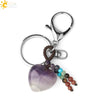 Natural Stone Heart Keychain With Hand Woven Short Tassel Minimalist Electroplated Key Pendant Accessory