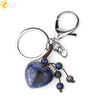 Natural Stone Heart Keychain With Hand Woven Short Tassel Minimalist Electroplated Key Pendant Accessory