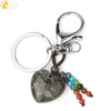 Natural Stone Heart Keychain With Hand Woven Short Tassel Minimalist Electroplated Key Pendant Accessory