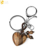 Natural Stone Heart Keychain With Hand Woven Short Tassel Minimalist Electroplated Key Pendant Accessory