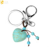 Natural Stone Heart Keychain With Hand Woven Short Tassel Minimalist Electroplated Key Pendant Accessory