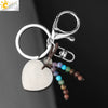 Natural Stone Heart Keychain With Hand Woven Short Tassel Minimalist Electroplated Key Pendant Accessory