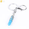 Natural Stone Hexagon Column Keychain With Copper Dragon Wrap Pendant Energy Crystal Key Chain Gift For Men