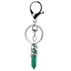 Natural Stone Hexagon Column Keychain With Copper Dragon Wrap Pendant Energy Crystal Key Chain Gift For Men
