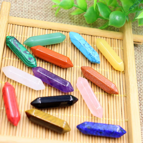Natural Stone Hexagonal Pillar Bullet Pendant Polished Yoga Stone Crystal Naked Pendant Diy Winding Necklace