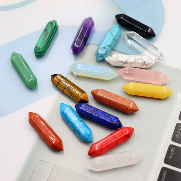 Natural Stone Hexagonal Pillar Bullet Pendant Polished Yoga Stone Crystal Naked Pendant Diy Winding Necklace