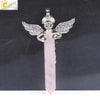 Natural Stone Hexagonal Prism Pendant Necklace With Rhinestone Angel Wing Alloy Chain Minimalist Crystal Jewelry