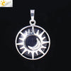 Natural Stone Hollow Moon And Sun Pendant Necklace Semi Precious Crystal Jewelry With Copper Accessories Minimalist Style