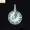 Natural Stone Hollow Moon And Sun Pendant Necklace Semi Precious Crystal Jewelry With Copper Accessories Minimalist Style