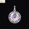 Natural Stone Hollow Moon And Sun Pendant Necklace Semi Precious Crystal Jewelry With Copper Accessories Minimalist Style