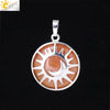 Natural Stone Hollow Moon And Sun Pendant Necklace Semi Precious Crystal Jewelry With Copper Accessories Minimalist Style