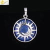 Natural Stone Hollow Moon And Sun Pendant Necklace Semi Precious Crystal Jewelry With Copper Accessories Minimalist Style
