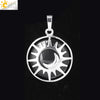 Natural Stone Hollow Moon And Sun Pendant Necklace Semi Precious Crystal Jewelry With Copper Accessories Minimalist Style