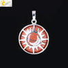 Natural Stone Hollow Moon And Sun Pendant Necklace Semi Precious Crystal Jewelry With Copper Accessories Minimalist Style