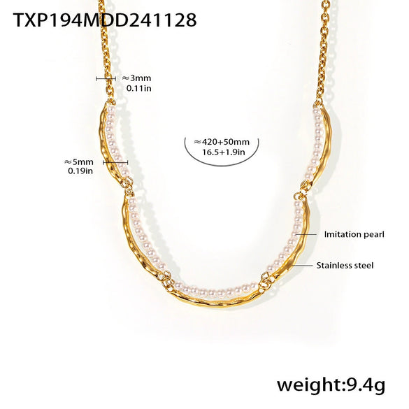 Natural Stone Imitation Pearl Handmade Beaded Light Luxury Women's Necklace And Bracelet With Electroplating