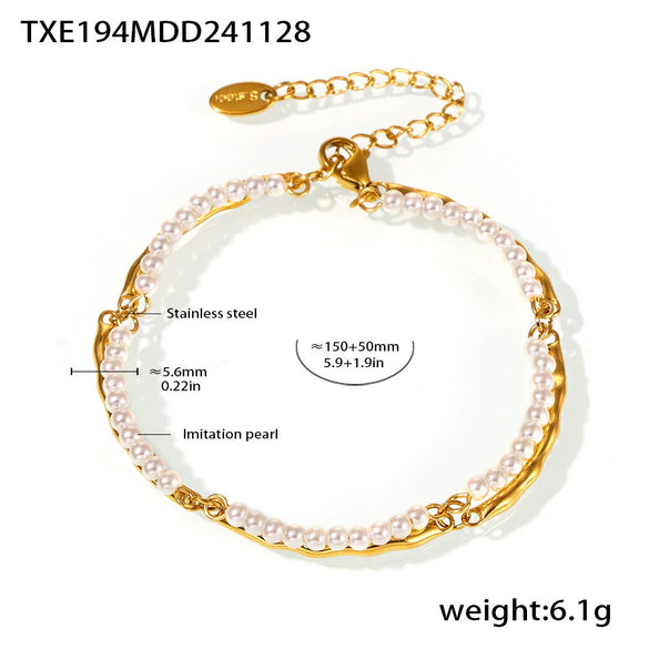 Natural Stone Imitation Pearl Handmade Beaded Light Luxury Women's Necklace And Bracelet With Electroplating