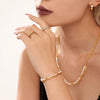 Natural Stone Imitation Pearl Handmade Beaded Light Luxury Women's Necklace And Bracelet With Electroplating