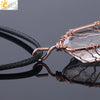 Natural Stone Irregular Crystal Column Pendant Necklace Rose Gold Tone Handmade Wrapped Minimalist Aura White Crystal Necklace