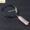 Natural Stone Irregular Crystal Column Pendant Necklace Rose Gold Tone Handmade Wrapped Minimalist Aura White Crystal Necklace
