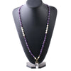 Natural Stone Irregular Crystal Column Pendant Necklace With Rope Chain Electroplated Minimalist Unisex Amethyst Black Tourmaline Aquamarine Style