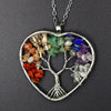 Natural Stone Jewelry Handmade Crystal Gravel Fortune Tree Pendant Necklace With Geometric Pattern