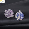Natural Stone Kitten And Moon Pendant Hollow Back Alloy Crystal Necklace Pendant Minimalist Animal Jewelry For Women