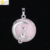 Natural Stone Kitten And Moon Pendant Hollow Back Alloy Crystal Necklace Pendant Minimalist Animal Jewelry For Women